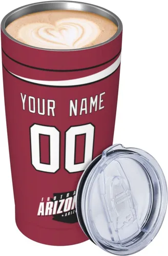 Vista 2 de ANTKING Vaso aislado con popote de Arizona con cualquier nombre y número, regalos de 20 onzas para hombres