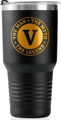 Vista 44 de Taza The Man the Myth the Legend con iniciales, vaso de viaje de acero inoxidable con monograma para hombres, divertida taza de café personalizada