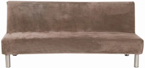 Vista 6 de Funda de futón de felpa gruesa, elástica, sin brazos, funda suave para sofá o cama, funda para futón (camello)