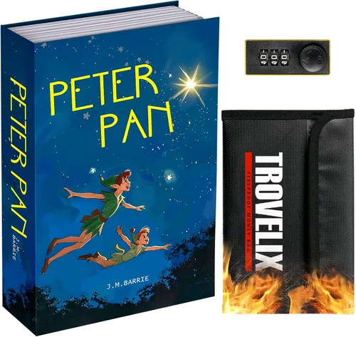 Vista 12 de Caja fuerte de libro con cerradura de combinación, caja fuerte oculta (9.5 x 6.2 x 2.2 pulgadas) con bolsa ignífuga, caja fuerte de diversión