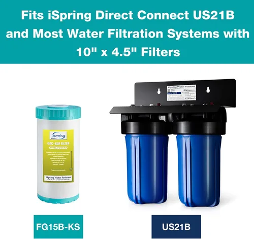 Vista 2 de iSpring FG15B-KS Cartucho de repuesto de filtro de carbono GAC y KDF de alta calidad para sistema de filtración de agua debajo del fregadero