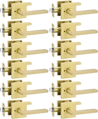 Vista 36 de Goldenwarm Manijas de puerta de oro cepillado para interiores, manijas