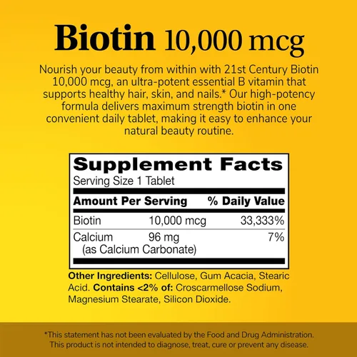 Vista 12 de 21st Century Tabletas de biotina, 10,000 mcg, sin sabor 120