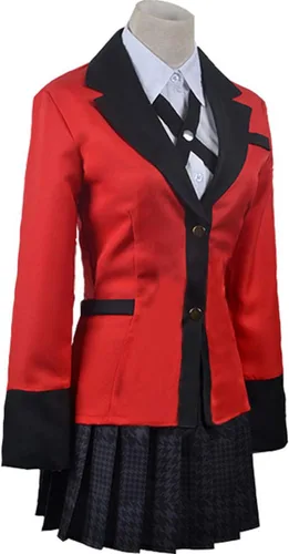Vista 3 de Tinyones Disfraz de mujer de uniforme escolar, trajes de cosplay de anime (rojo, talla S), Rojo