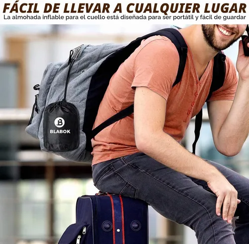 Vista 7 de Almohada inflable de viaje, almohada de cuello de viaje multifunción para avión para evitar dolor de cuello y hombros, soporte para la cabeza