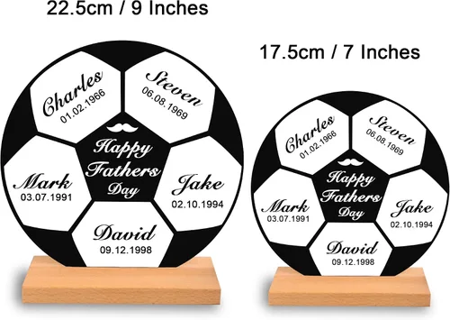 Vista 5 de Placa de fútbol con nombres personalizados para el día del padre, decoración acrílica, regalo para papá de hija/hijo, regalo del día del padre