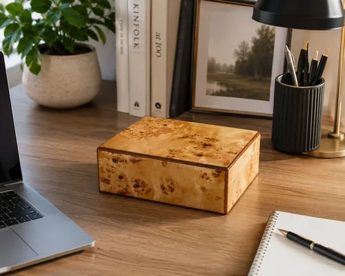 Vista 3 de Cruiser's Caché Burl - Caja decorativa de 8 pulgadas con forro de gamuza