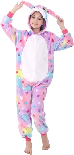 Vista 6 de WOYASIM Disfraz de franela para niños, disfraz de Halloween, Pascua, animales, cosplay para niñas y niños, una pieza