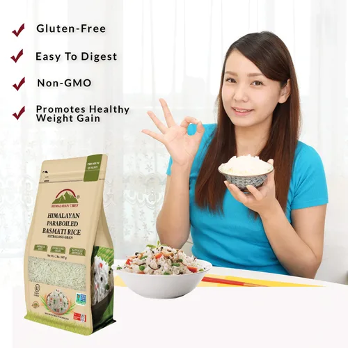 Vista 4 de Himalayan Chef - Arroz Basmati Parboiled del Himalaya, saludable y grano extra largo - 2 libras