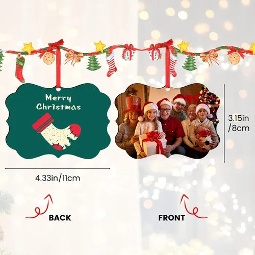 Vista 2 de Adornos de Navidad personalizados para la familia 2025, adornos de foto personalizados para decoraciones de árbol de Navidad, para baby shower