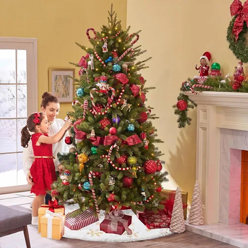 Vista 5 de Árbol de Navidad de abeto Aspen preiluminado de 6 pies, árbol