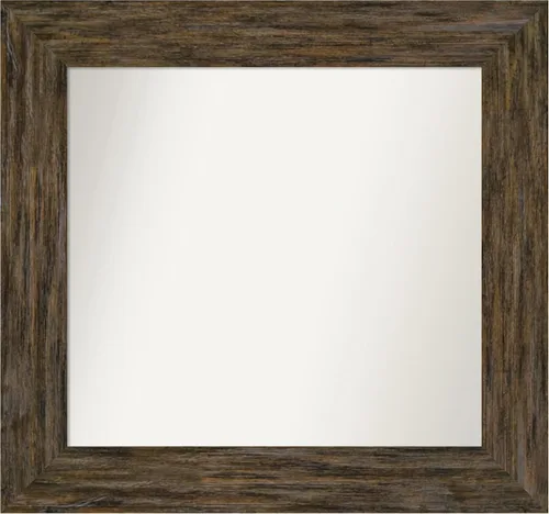 Vista 19 de Amanti Art Espejo personalizado, espejo de baño marrón Fencepost, espejo de pared o espejo de tocador de baño sobre el fregadero (27 x 27 pulgadas)