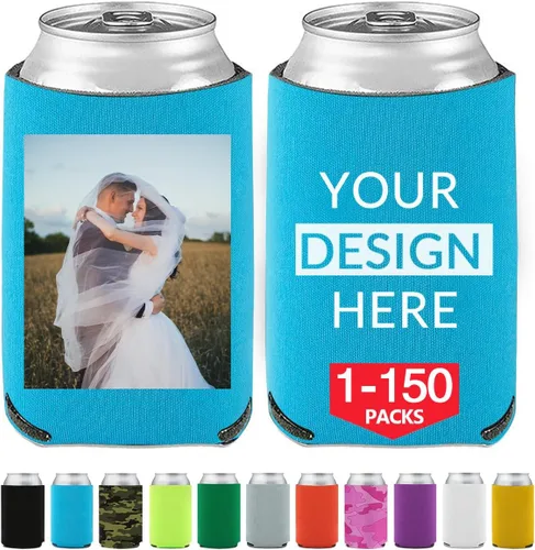 Vista 16 de Enfriadores de cerveza personalizados personalizados con foto imagen logotipo texto personalizado 1-150pcs soporte de latas a granel manga aislante