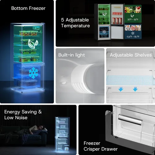 Vista 7 de Upstreman - Refrigerador de 7.1 pies cúbicos con congelador inferior, refrigerador para apartamento con congelador, energéticamente eficiente