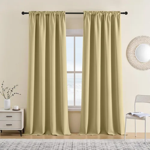 Vista 11 de CUCRAF Cortinas opacas cortas para oscurecer la habitación, paneles de cortina para ventana, bolsillo para cortinero, cortinas sólidas