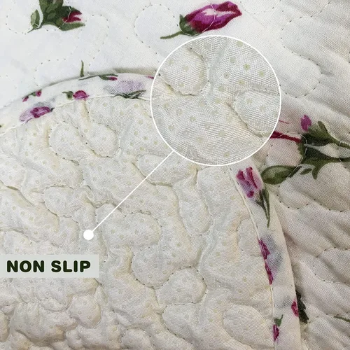 Vista 4 de USTIDE Alfombra rústica con diseño de rosas y flores, decoración del hogar, de algodón, con patrón de rosas rosadas, alfombra de baño lavable