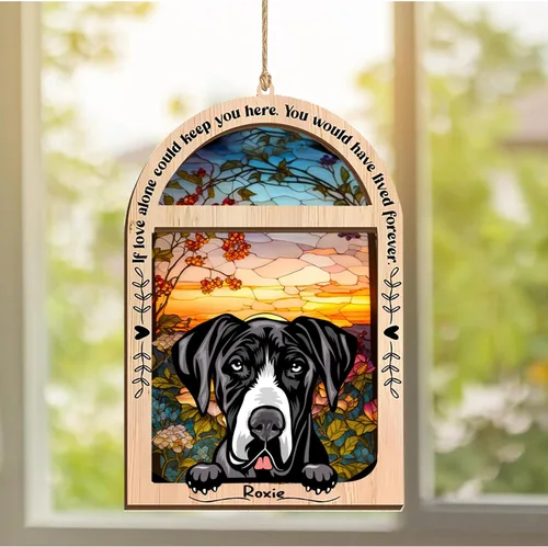 Vista 207 de LOVELYPOD Adorno de Navidad personalizado de sabueso afgano, atrapasoles con nombre, regalos de pérdida de mascotas, regalos para amantes