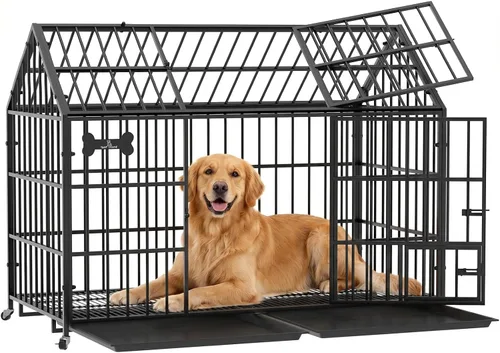 Vista 10 de Dosker - Jaula para perros XL de 42 pulgadas, de acero para interiores, a prueba de escapes