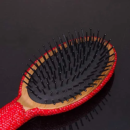 Vista 5 de Bling - Cepillo suave y desenredante para mujeres, niñas, masaje de cabello húmedo y seco (rojo01)