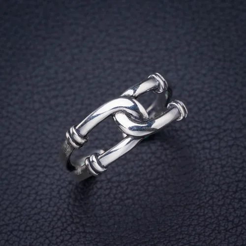 Vista 2 de StarGems Anillo vintage de plata de ley 925 con acabado antiguo, tejido entrelazado ajustable, hecho a mano, 7.25 C2135, Piedra preciosa