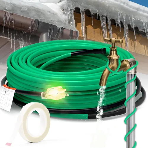 Vista 11 de HEATIT Cable calefactor autorregulador de tubería de 2 pies para protección contra congelación de tuberías, automático con termostato integrado