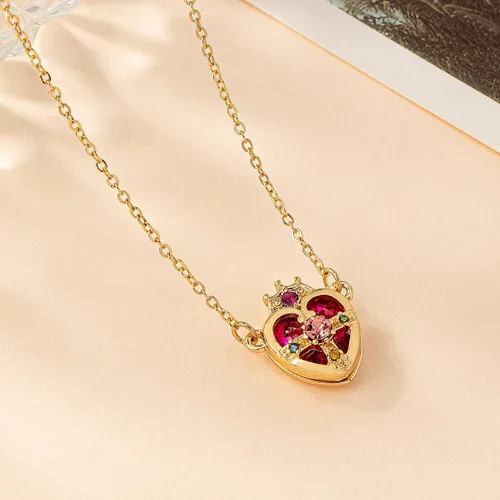 Vista 2 de POYAMUSE Collar con colgante de estrella guardiana de anime para mujeres, joyería de cosplay Corona
