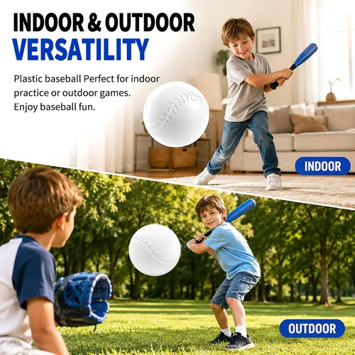 Vista 5 de Paquete de 12 pelotas de béisbol de plástico de repuesto para niños pequeños, práctica de béisbol y entrenamiento, regalos de fiesta deportiva