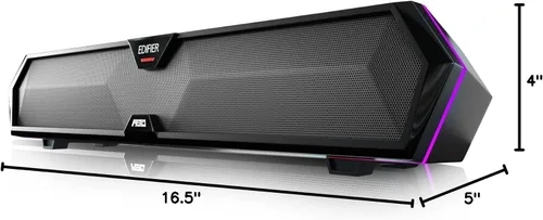Vista 8 de Edifier Barra de sonido de computadora MG300: altavoces fuertes con graves profundos - Interruptor RGB Micrófono incorporado para altavoces
