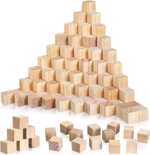 Vista 14 de Barydat 300 piezas 1 cm de bloques de madera, bloques sin acabar para manualidades, bloques de madera lisa para proyectos de manualidades, bloques