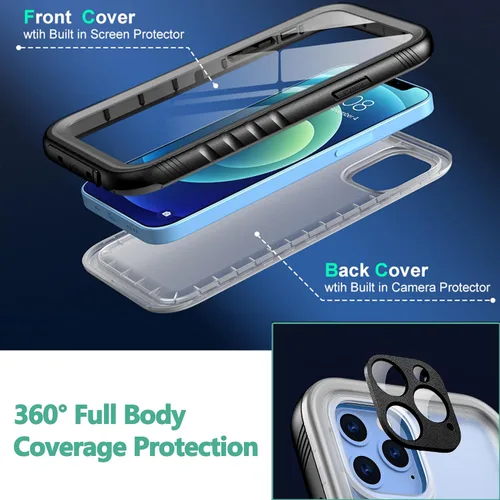 Vista 12 de SOKUSIN Funda impermeable para iPhone 15 Pro - Funda protectora de cuerpo completo con pantalla y protector de cámara incorporado, a prueba