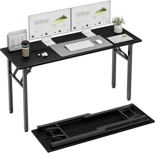 Vista 25 de TEMI Mesa de Computadora Pequeña Mesa Plegable - Escritorio de Oficina Plegable de 35.8", Sin Ensamblaje, Perfecto para Espacios Pequeños