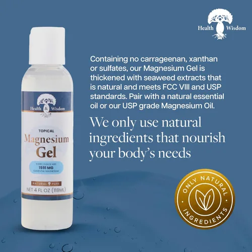 Vista 3 de Health and Wisdom Gel de magnesio puro con extracto de algas marinas, alivio tópico muscular y articular, hidratante natural y pura para la piel