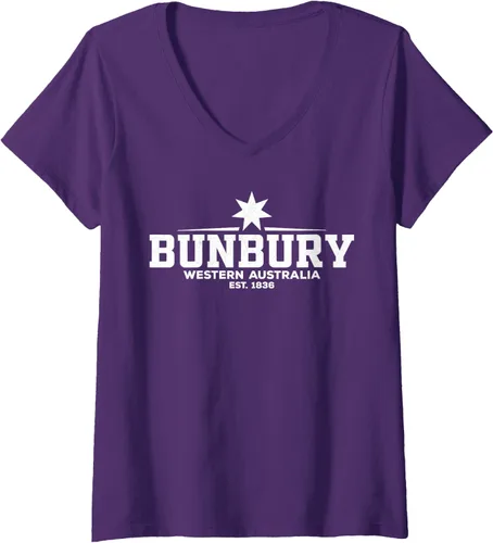 Vista 6 de Camiseta Bunbury Australia con cuello en V, Negro
