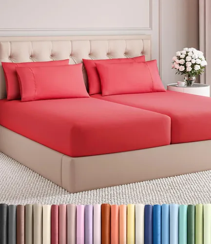 Vista 173 de Juego de sábanas Twin de 4 piezas - Cómodo, transpirable y refrescante - Juego de ropa de cama de lujo de hotel ultrasuave con bolsillos profundos