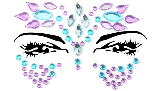 Vista 2 de FACEGEM LONDON Gemas Faciales Adhesivas con Purpurina Calcomanía de Tatuaje de Joyas Gemas de Festival Fiesta Rave Maquillaje Corporal 100 PIEZAS
