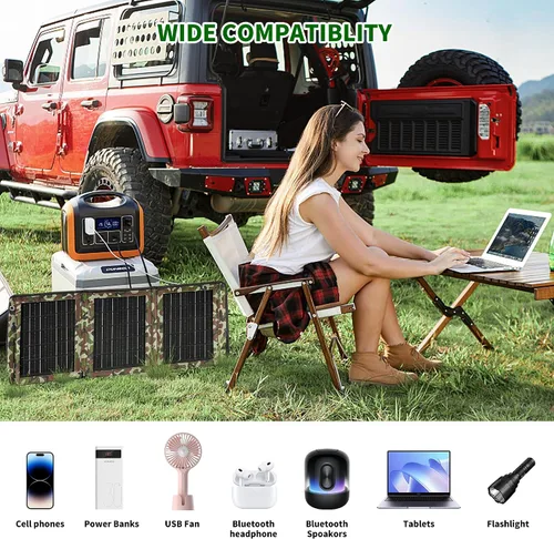 Vista 2 de Cargador portátil del panel solar 28W, ETFE plegable con los puertos dobles del USB