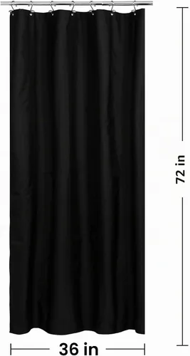 Vista 2 de N&Y Home Cortina o forro de tela para ducha, lavable a máquina, estrecho, negro, de 36 x 72 pulgadas Hotel Quality, Bottom Magnets, Washable