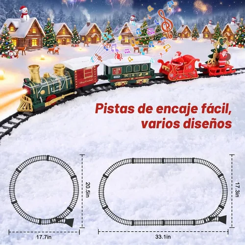Vista 10 de Luxspire Juego de tren de Navidad, tren de árbol de Navidad con trineo