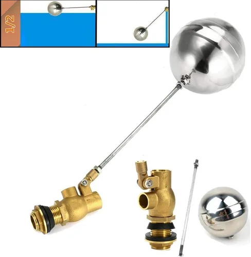 Vista 5 de Ball Valve 1pc, Automatic Water Level Sensor Float Ball Valve, Stainless Steel Straight Plug with Float Valve for Industrial and Domestic Water