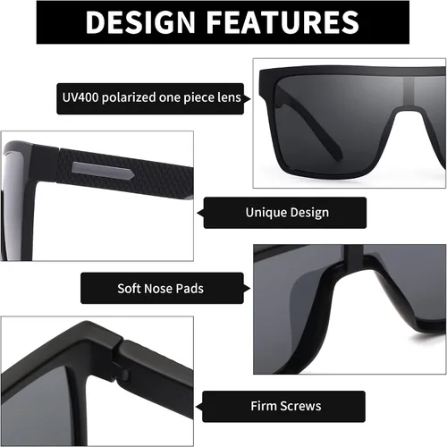 Vista 3 de GLINDAR Gafas de sol polarizadas para hombre, gafas deportivas cuadradas de gran
