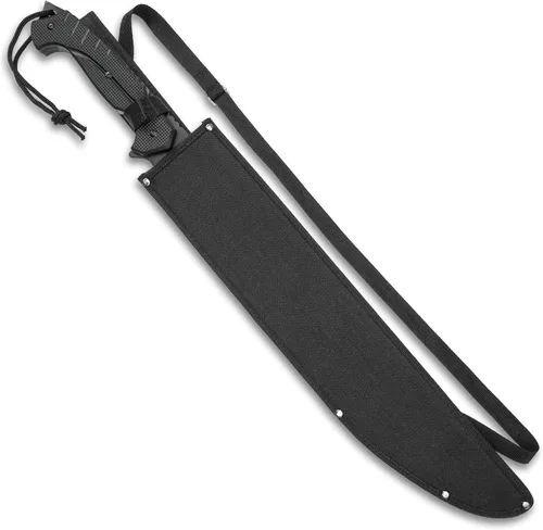 Vista 2 de Swamp Master Machete Knife Funda incluida Hoja de acero inoxidable Mango de TPU texturizado Cordón Longitud total de 24 pulgadas
