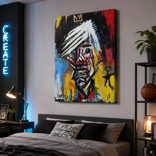 Vista 47 de ANRUOXI Arte de Pared de Graffiti, Impresión de Lienzo de Astronauta Espacial de Graffiti para Decoración de Pared, Impresiones de Arte Modernas