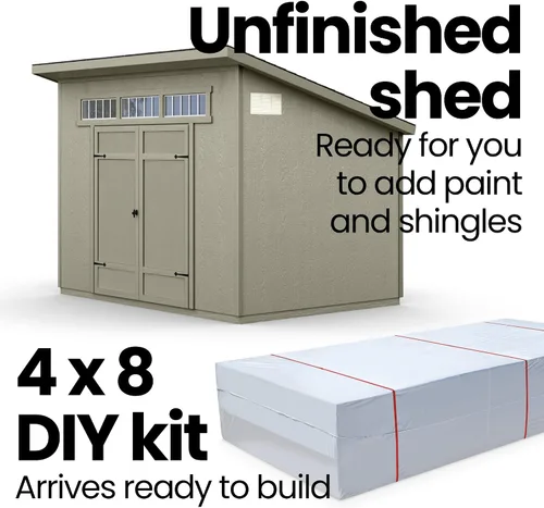 Vista 6 de Handy Home Products Olympia - Cobertizo de almacenamiento de madera de 10 x 7.5 pulgadas con kit de piso, no incluye pintura ni tejas para techos