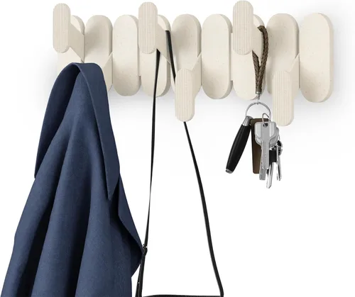 Vista 7 de Umbra Tempo Perchero de Pared – Organizador Moderno de Entrada con 6 Ganchos para Abrigatos y Toallas, ABS Reciclado/Fibra de Madera, Negro, Montaje