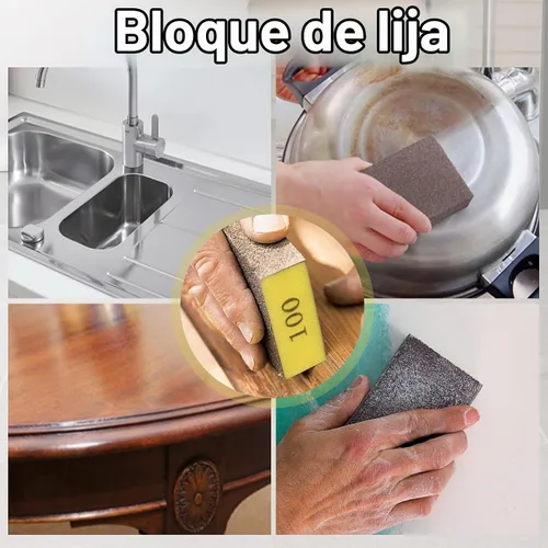 Vista 6 de Romeda Paquete de 8 bloques de papel de lija, esponja de lijado hecha a mano lavable y reutilizable de 100 granos, bloques de papel de lija para 100