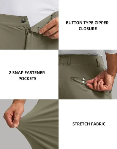 Vista 5 de Soothfeel Pantalones de golf para hombre con 5 bolsillos, ajustados, elásticos, casuales, de viaje, pantalones de trabajo para hombre