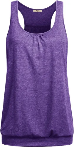 Vista 10 de Miusey - Camiseta sin mangas para mujer, cuello redondo, ajuste holgado, espalda cruzada, de yoga 1# Negro
