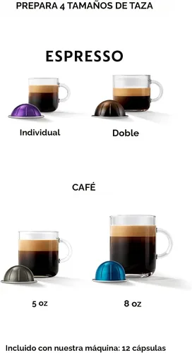 Vista 5 de Máquina de café y espresso Nespresso Vertuo de De'Longhi, color negro piano con espumador de leche Aeroccino Black coffee and espresso maker by