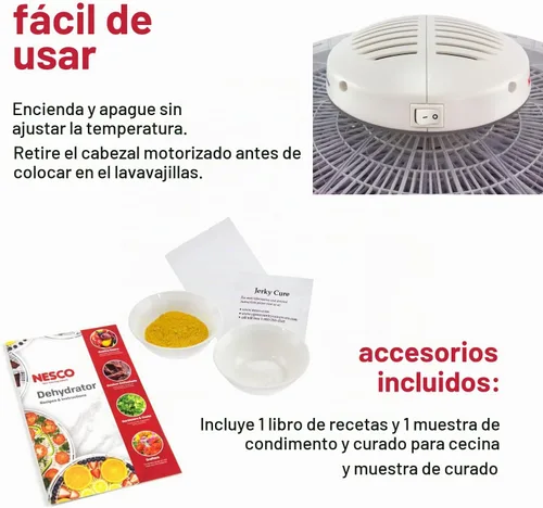 Vista 7 de Máquina para deshidratar alimentos Nesco American Harvest FD-37 con 4 bandejas, 1, Blanco