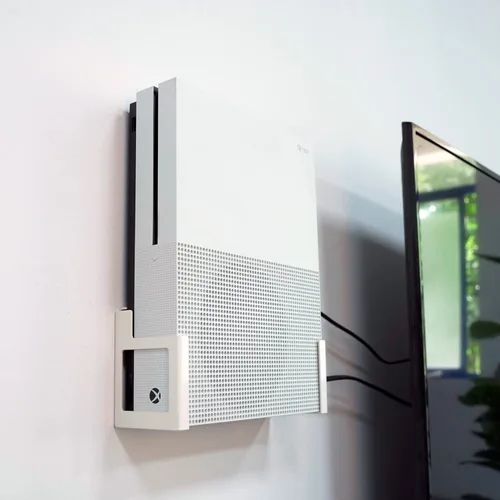 Vista 6 de Monzlteck Wall Mount for Xbox One SAll Metal Vertical Hanging On Wall with Power Botton LeftRight,Wall Shelf Bracket for Xbox 1S